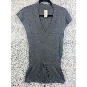 C. Luce Inc. wool blend gray v- neck  cap sleeve tie waist sweater women's SZ M